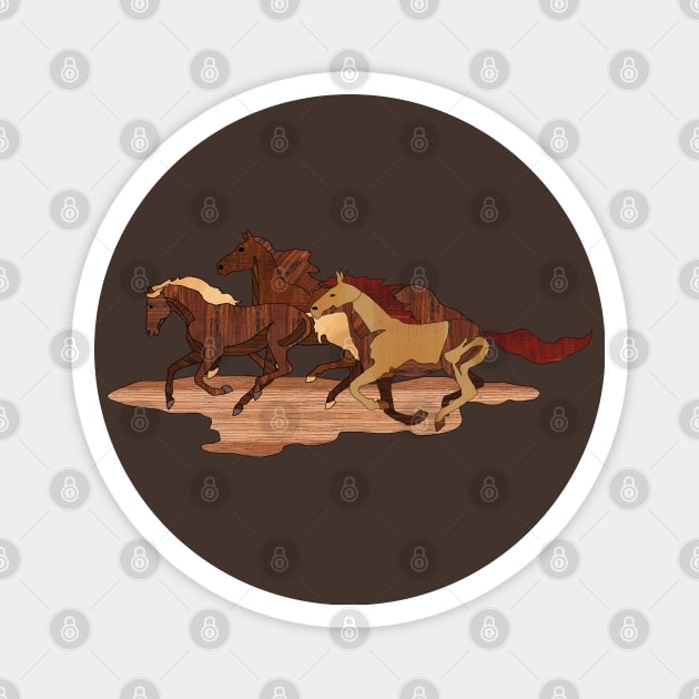 Wooden Horses Magnet by Zodiart